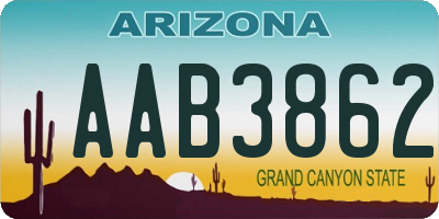 AZ license plate AAB3862