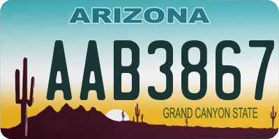 AZ license plate AAB3867