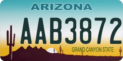 AZ license plate AAB3872