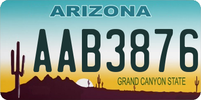 AZ license plate AAB3876