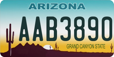 AZ license plate AAB3890