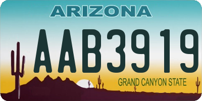 AZ license plate AAB3919