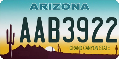 AZ license plate AAB3922