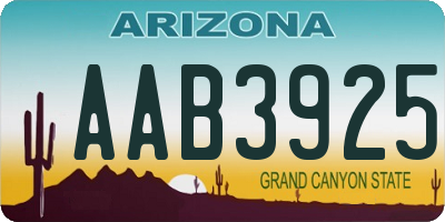 AZ license plate AAB3925