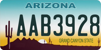 AZ license plate AAB3928
