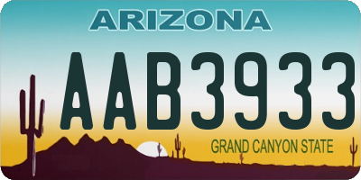 AZ license plate AAB3933