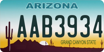 AZ license plate AAB3934