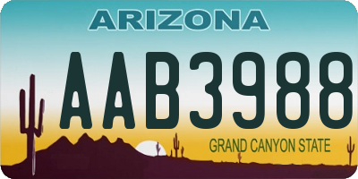 AZ license plate AAB3988