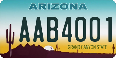 AZ license plate AAB4001