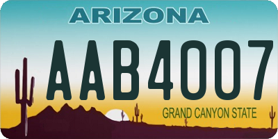 AZ license plate AAB4007