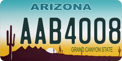 AZ license plate AAB4008