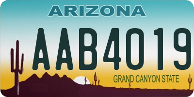 AZ license plate AAB4019