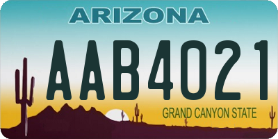 AZ license plate AAB4021