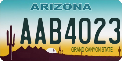 AZ license plate AAB4023