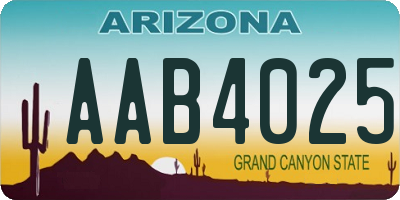 AZ license plate AAB4025