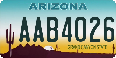 AZ license plate AAB4026