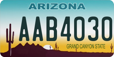 AZ license plate AAB4030