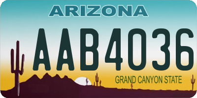 AZ license plate AAB4036