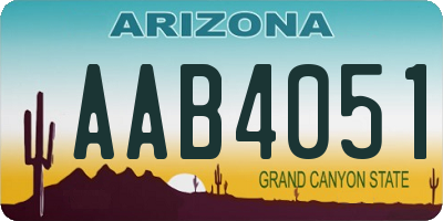 AZ license plate AAB4051