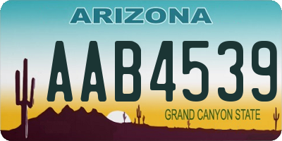 AZ license plate AAB4539