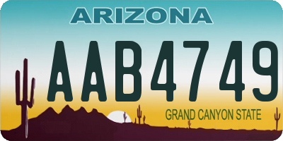 AZ license plate AAB4749