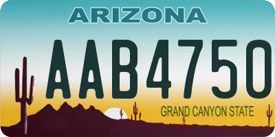 AZ license plate AAB4750