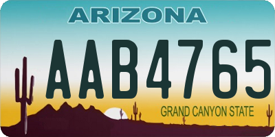AZ license plate AAB4765