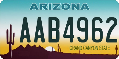 AZ license plate AAB4962
