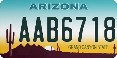 AZ license plate AAB6718