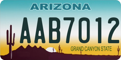 AZ license plate AAB7012