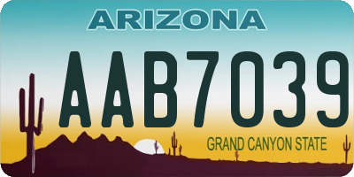 AZ license plate AAB7039