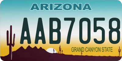 AZ license plate AAB7058