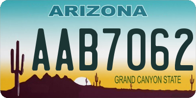 AZ license plate AAB7062