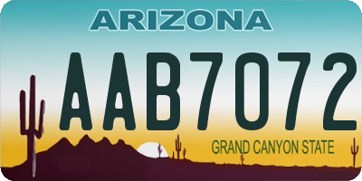AZ license plate AAB7072