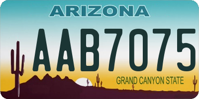 AZ license plate AAB7075