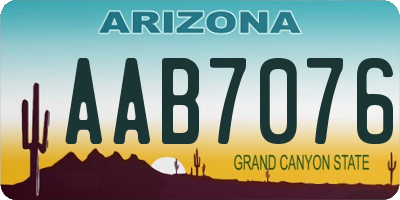 AZ license plate AAB7076