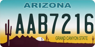 AZ license plate AAB7216