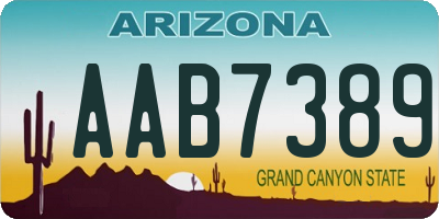 AZ license plate AAB7389