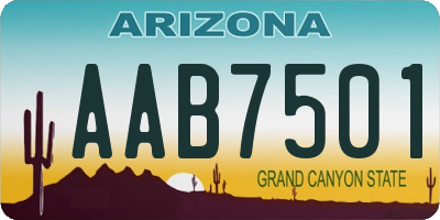 AZ license plate AAB7501