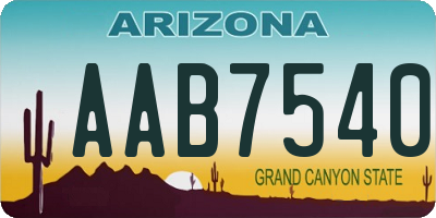 AZ license plate AAB7540