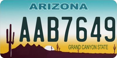 AZ license plate AAB7649