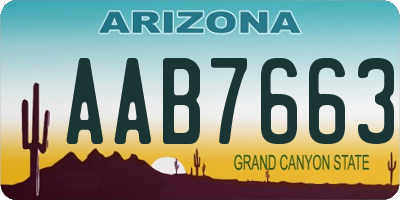 AZ license plate AAB7663