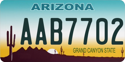 AZ license plate AAB7702