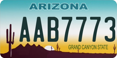 AZ license plate AAB7773