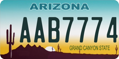 AZ license plate AAB7774