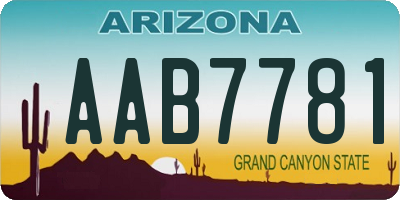 AZ license plate AAB7781