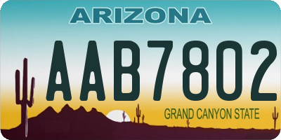 AZ license plate AAB7802