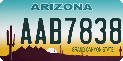 AZ license plate AAB7838