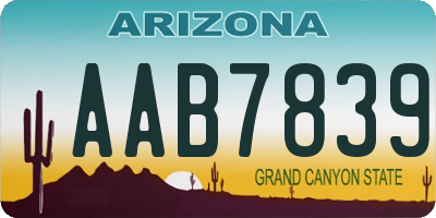 AZ license plate AAB7839