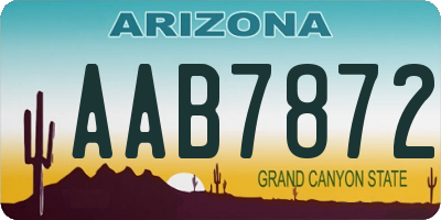 AZ license plate AAB7872